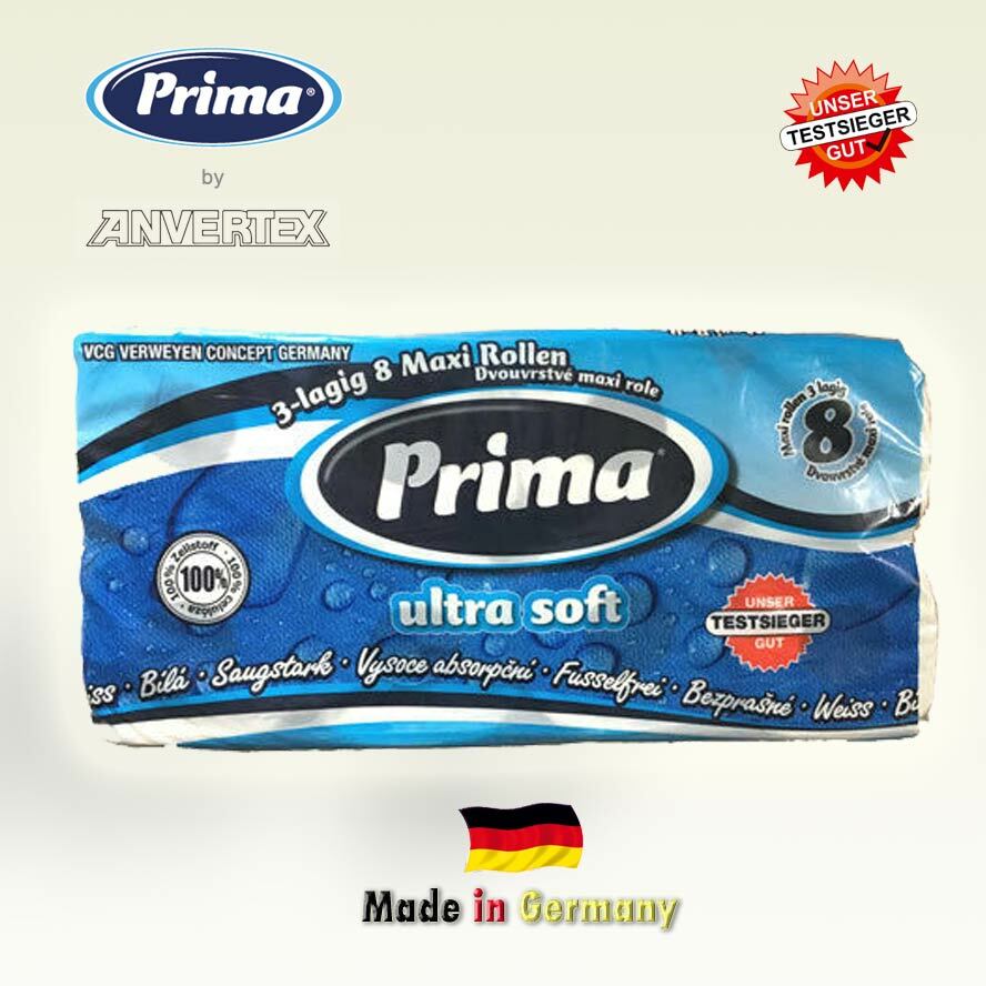 Prima Toilettenpapier ultra soft 3-lagig weiß 1x8 Rollen