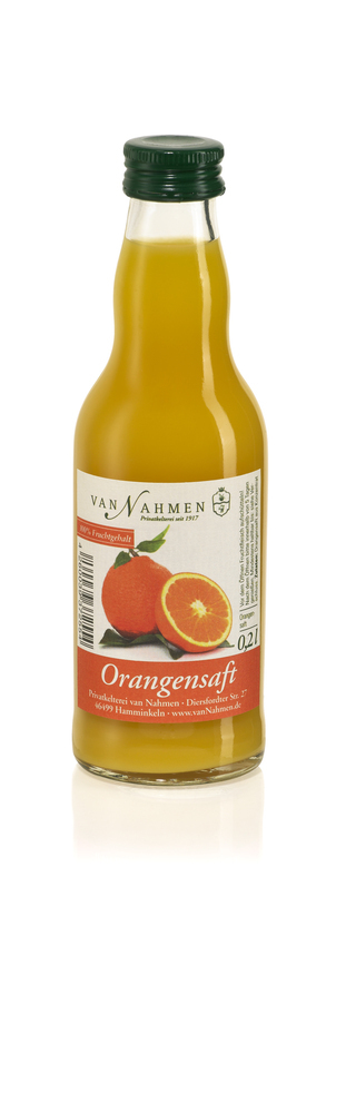 van Nahmen Orangensaft pur 24x0,2 MW (MEHRWEG)