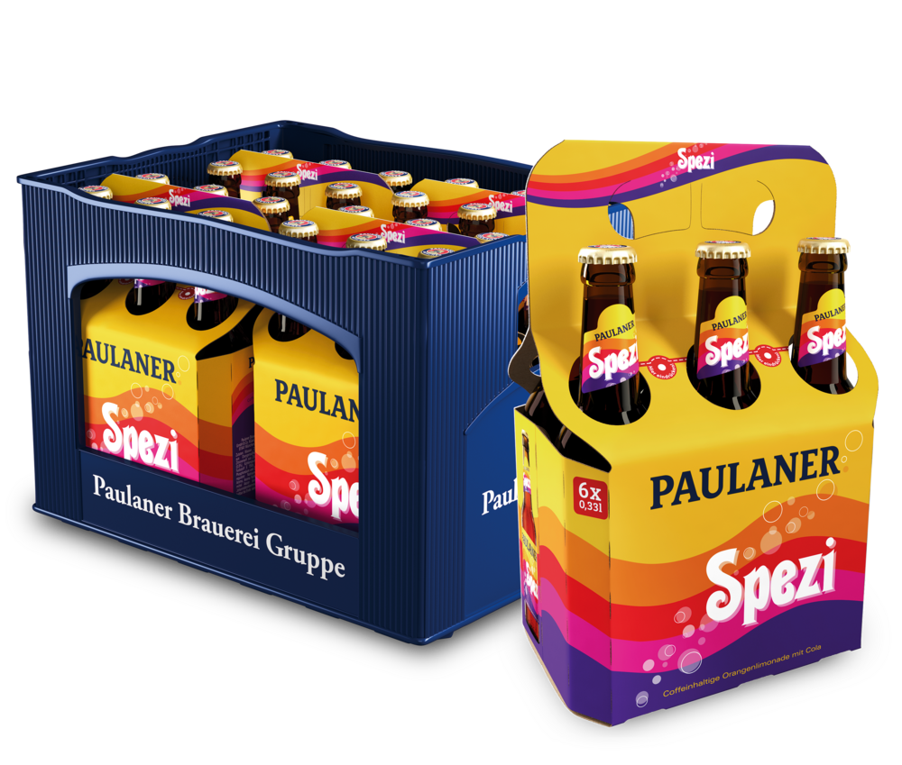 Paulaner Spezi Coffeinhaltige Orangenlimonade mit Cola 4x6x0,33MW (MEHRWEG)