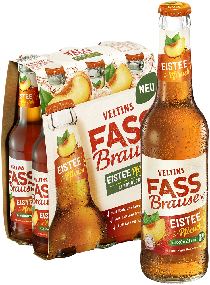 Veltins Fassbrause Eistee Pfirsich 4x6x0,33MW (MEHRWEG)