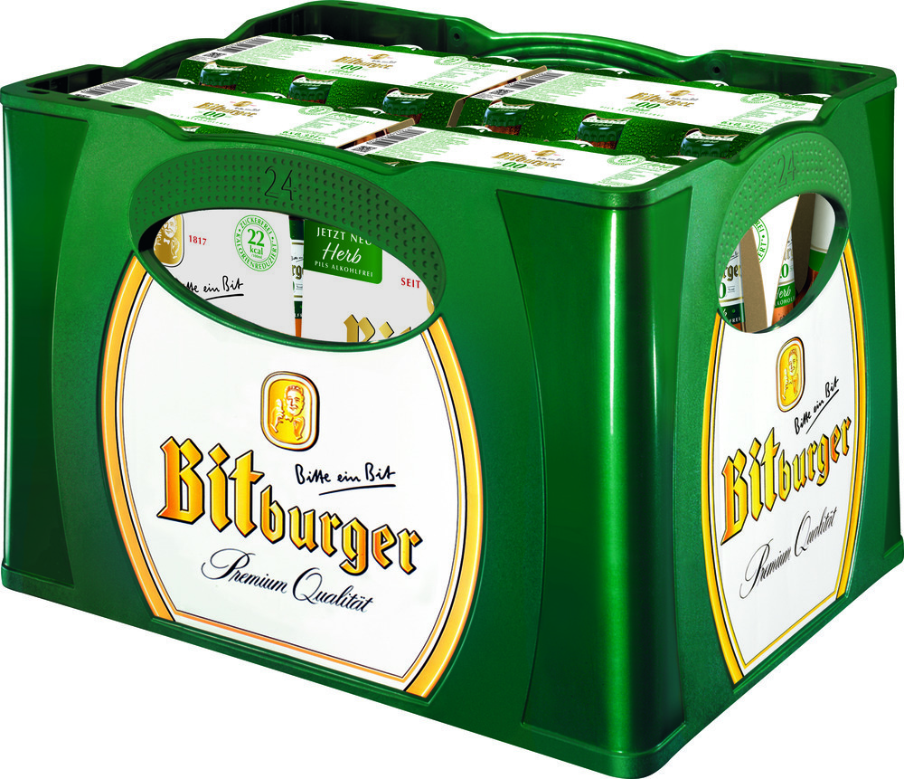 Bitburger 0,0% Herb Pils Alkholfrei 4x6x0,33MW (MEHRWEG)